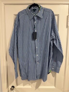 Lilly Pulitzer Blue and White Gingham Dress Shirt